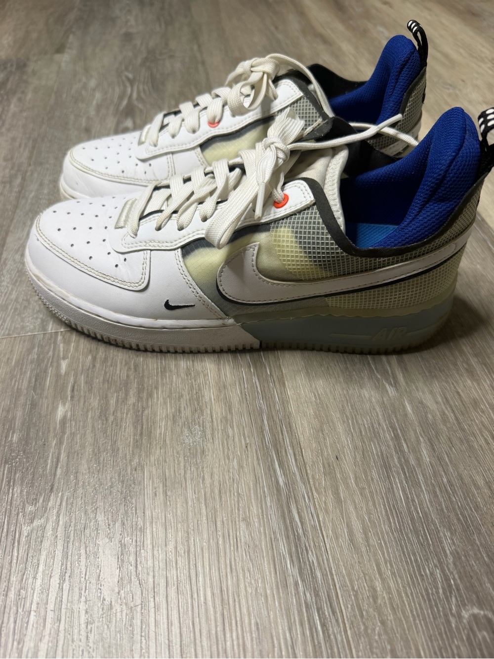 Nike Air Force 1 React White Light Photo Blue Size 6 Sneakers DH7615-101